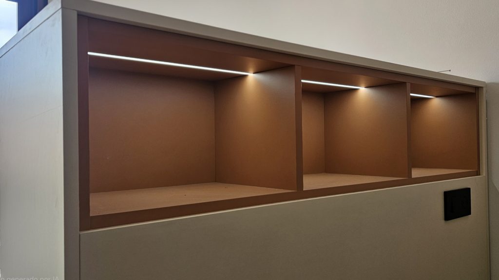 Mueble librería a medida con iluminación LED en Canet (Valencia)